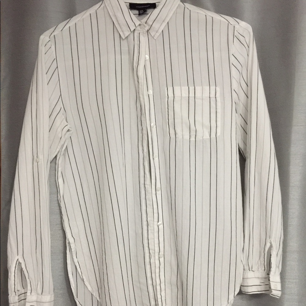 Striped Button Down Boyfriend Shirt